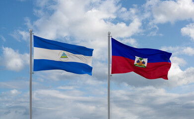 Haiti and Nicaragua flags, country relationship concept
