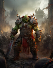 RPG DND fantasy character for Dungeons and Dragons, Roleplay, Avatar, Orc, Orc warrior, 