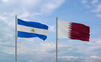 Qatar and Nicaragua flags, country relationship concept