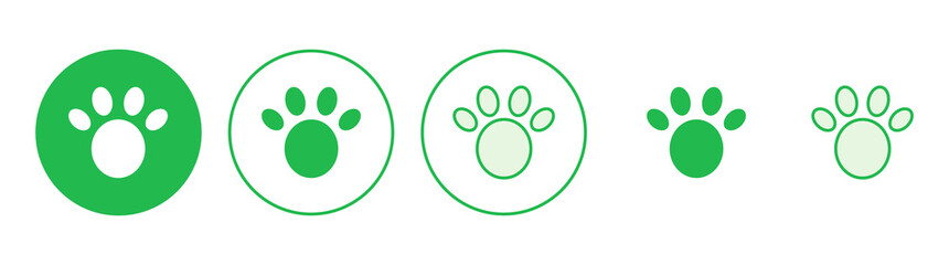 Paw icon set. paw print icon vector. dog or cat paw