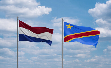 Congo and Netherlands flags, country relationship concept