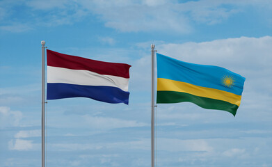 Rwanda and Netherlands flags, country relationship concept