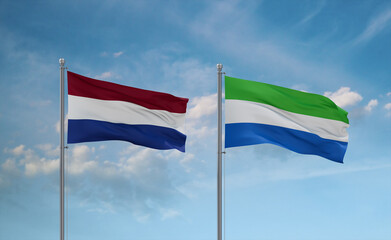 Sierra Leone and Netherlands flags, country relationship concept