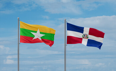 Belgium and Myanmar flags, country relationship concept
