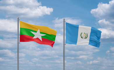 Guatemala and Myanmar flags, country relationship concept