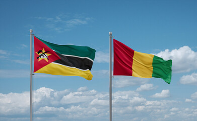 Guinea and Mozambique flags, country relationship concept