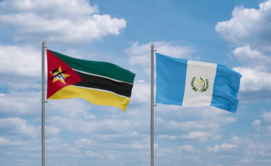 Guatemala and Mozambique flags, country relationship concept