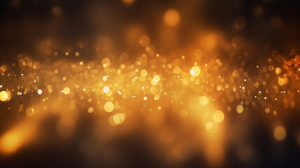Obraz na płótnie Canvas Gold glitter glow particle bokeh background. Festive celebration wallpaper concept