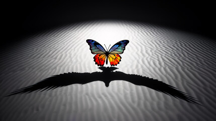 Follow your dreams, Aspirations and ambitions concept  with butterfly casting an eagle shadow