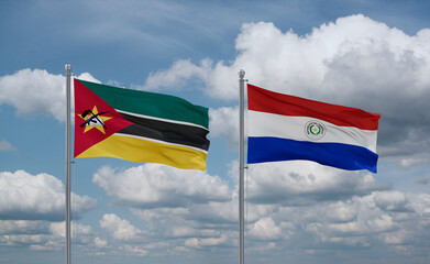 Paraguay and Mozambique flags, country relationship concept