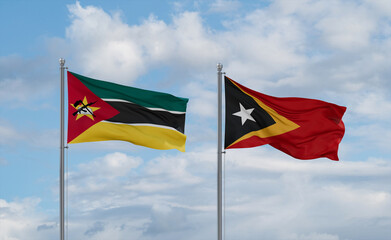 East Timor and Mozambique flags, country relationship concept