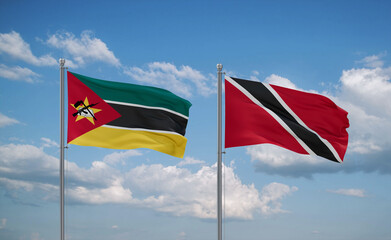 Trinidad and Tobago and Mozambique flags, country relationship concept