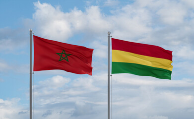 Bolivia and Morocco flags, country relationship concept
