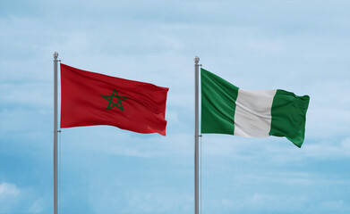 Naklejka na ściany i meble Nigeria national flags, country relationship concept