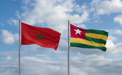 Togo and Morocco flags, country relationship concept