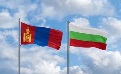 Bulgaria and Mongolia flags, country relationship concept