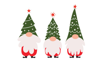 Christmas Gnomes in holiday hats vector