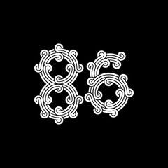 the logo consists of the number 6 and 8 combined. Outline and elegant.