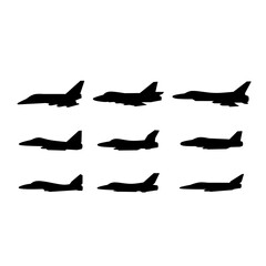 Bomber jet icon set. Aerial bomb plane graphic resources for icon, symbol, or sign. Vector icon of fighter jet for design of military, war or conflict	 - obrazy, fototapety, plakaty