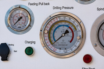 Naklejka premium The control and control panel of the drilling machine.