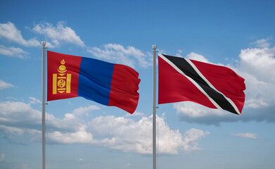 Trinidad and Tobago and Mongolia flags, country relationship concept