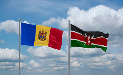 Kenya and Moldova flags, country relationship concept