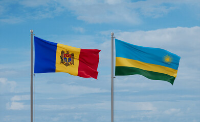 Rwanda and Moldova flags, country relationship concept