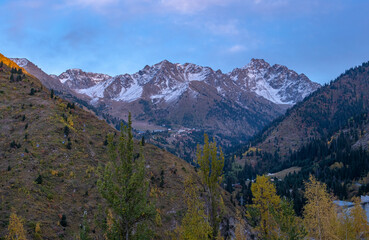Autumn landscape in the mountains not far from Almaty.