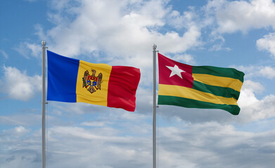 Togo and Moldova flags, country relationship concept
