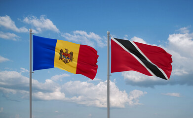 Trinidad and Tobago and Moldova flags, country relationship concept