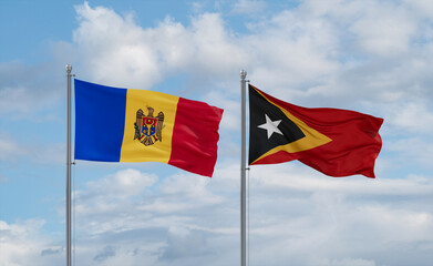 East Timor and Moldova flags, country relationship concept