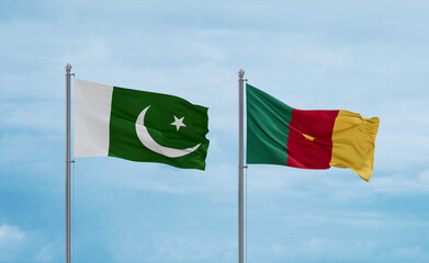 Cameroon and Pakistan flags, country relationship concept