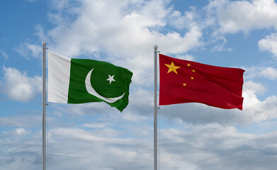 China and Pakistan flags, country relationship concept