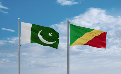 Congo and Pakistan flags, country relationship concept