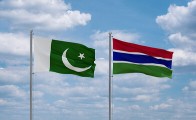 Gambia and Pakistan flags, country relationship concept