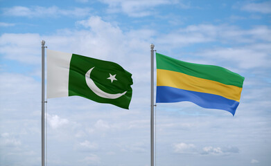 Gabon and Pakistan flags, country relationship concept