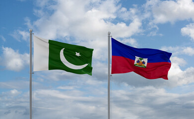 Haiti and Pakistan flags, country relationship concept