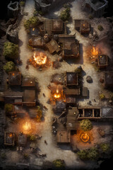 DnD Map Burning Orc Raid Village View.