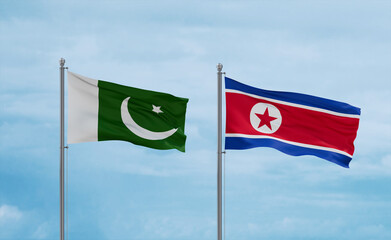 North Korea and Pakistan flags, country relationship concept