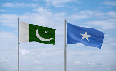 Somalia and Pakistan flags, country relationship concept