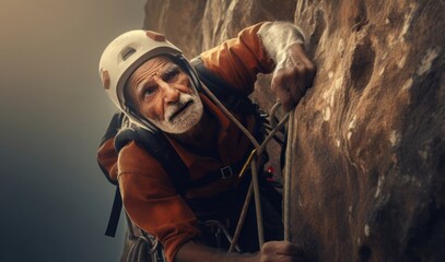 Arabic Male Elderly Rock Jock Bouldering Concept Generative AI