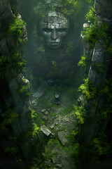 Fototapeta na wymiar DnD Map Canopy Monolith Revealed in Jungle
