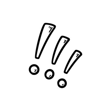 Freewritten exclamation mark. Doodle illustration of scream, talk, angry emotion, aggression expression. Attention or stop sign