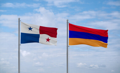 Armenia and Panama flags, country relationship concept