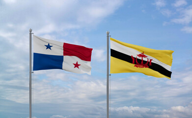 Brunei and Panama flags, country relationship concepts