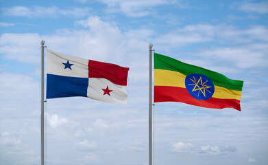 Ethiopia and Panama flags, country relationship concept