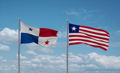Liberia and Panama flags, country relationship concept