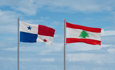 Lebanon and Panama flags, country relationship concept