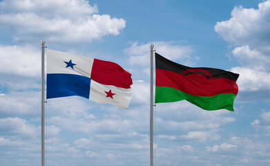 Malawi and Panama flags, country relationship concept