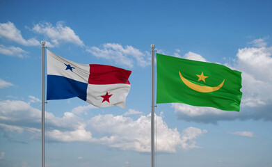 Mauritania and Panama flags, country relationship concept